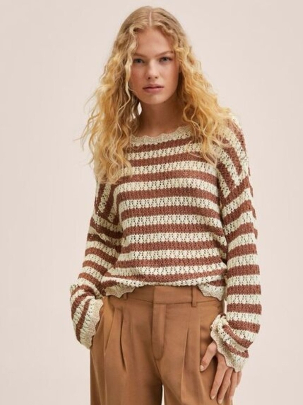 Mango Knit Crewneck Sweater Shirt